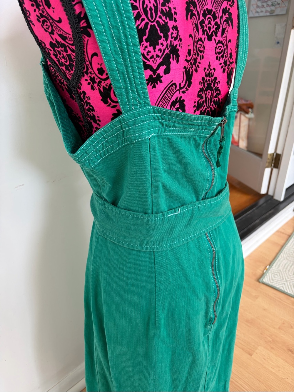 Anthropologie Maeve Elizabeth Button Front Midi Dress Green Belted US 14 - Picture 13 of 13